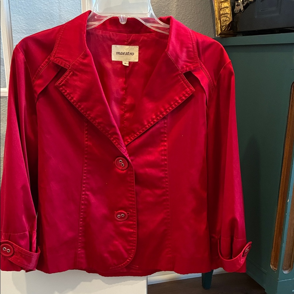 Women's Red Jacket 3/4 sleeves size medium